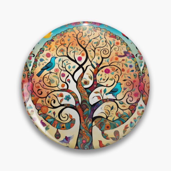 Item preview, Colorful Tree of Life with Birds and Whimsical Floral Design designed and sold by pinkal.