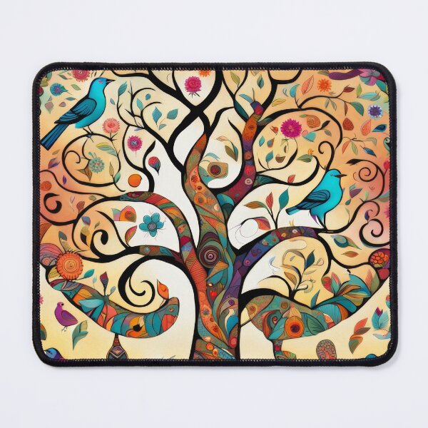 Item preview, Colorful Tree of Life with Birds and Whimsical Floral Design designed and sold by pinkal.