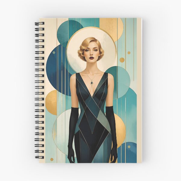 Item preview, 1920s Flapper Woman with blonde hair in Modern Minimalist Art Style with blue designed and sold by Lucia Amaris Art.