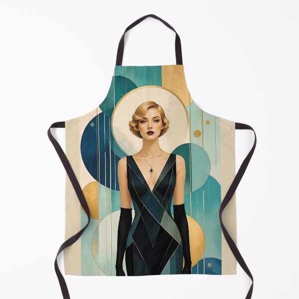 Item preview, 1920s Flapper Woman with blonde hair in Modern Minimalist Art Style with blue designed and sold by Lucia Amaris Art.