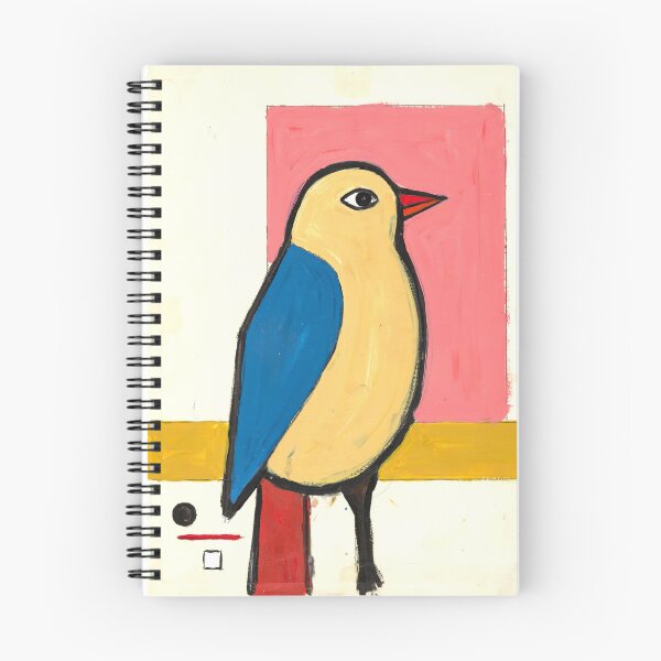 Item preview, Mid Century Modern Folk Bird – Pink and Blue Abstract Art designed and sold by Filora Atelier | Bird Art.