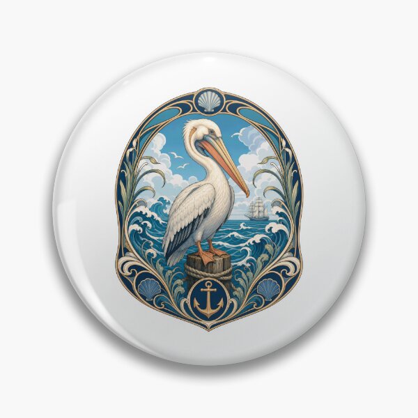 Item preview, Coastal Pelican Art Nouveau Ocean Bird Anchor designed and sold by AntiqueImages.
