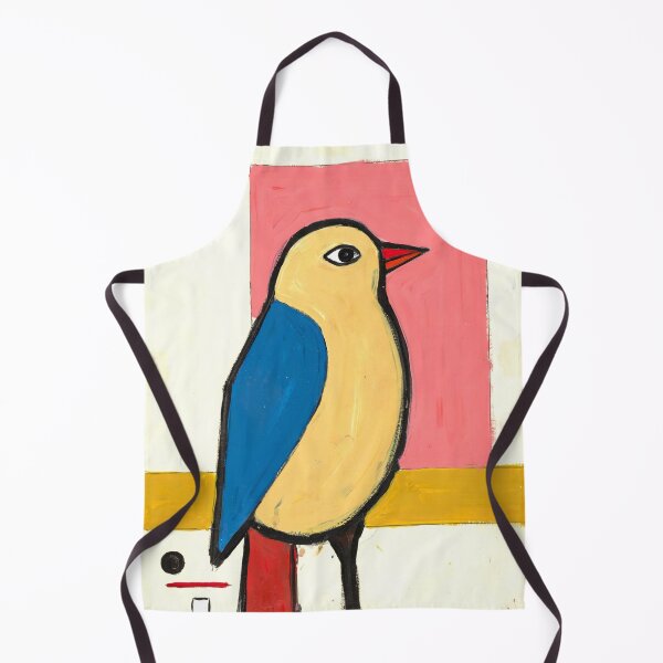 Item preview, Mid Century Modern Folk Bird – Pink and Blue Abstract Art designed and sold by Filora Atelier | Bird Art.