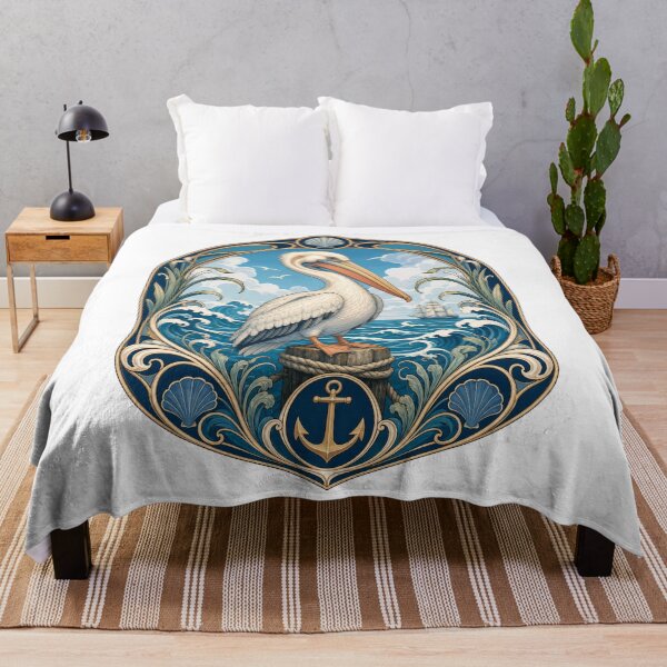 Item preview, Coastal Pelican Art Nouveau Ocean Bird Anchor designed and sold by AntiqueImages.