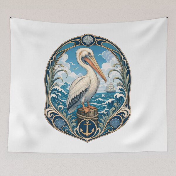 Item preview, Coastal Pelican Art Nouveau Ocean Bird Anchor designed and sold by AntiqueImages.