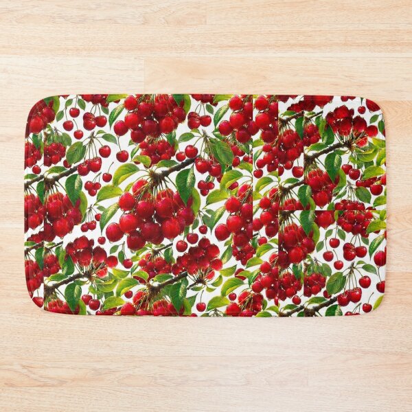 Item preview, Vintage Watercolor Cherry Seamless Pattern with Ripe Red Cherries designed and sold by Joyfulfabric.