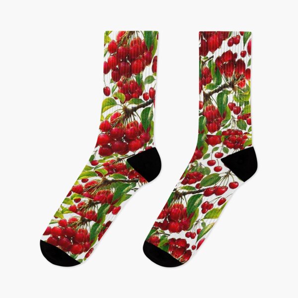 Item preview, Vintage Watercolor Cherry Seamless Pattern with Ripe Red Cherries designed and sold by Joyfulfabric.