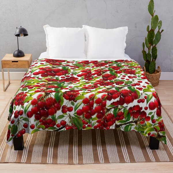 Item preview, Vintage Watercolor Cherry Seamless Pattern with Ripe Red Cherries designed and sold by Joyfulfabric.