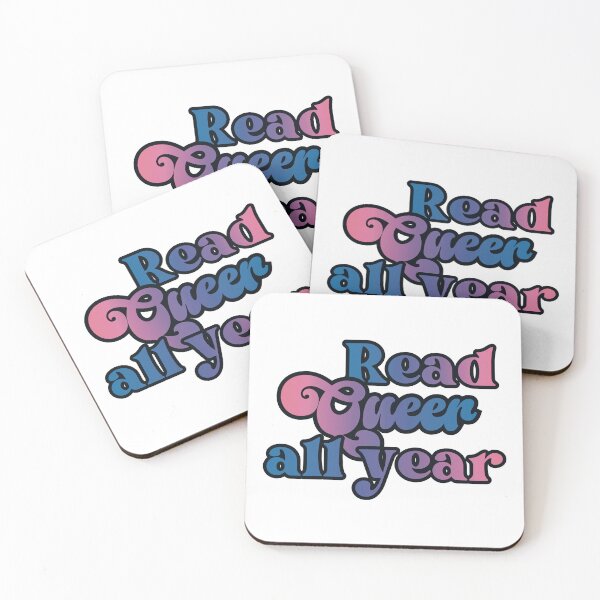 Item preview, Read Queer All Year - bisexual pride flag script design designed and sold by art by hannah lang.