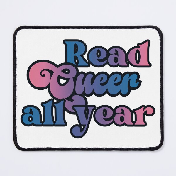 Item preview, Read Queer All Year - bisexual pride flag script design designed and sold by art by hannah lang.