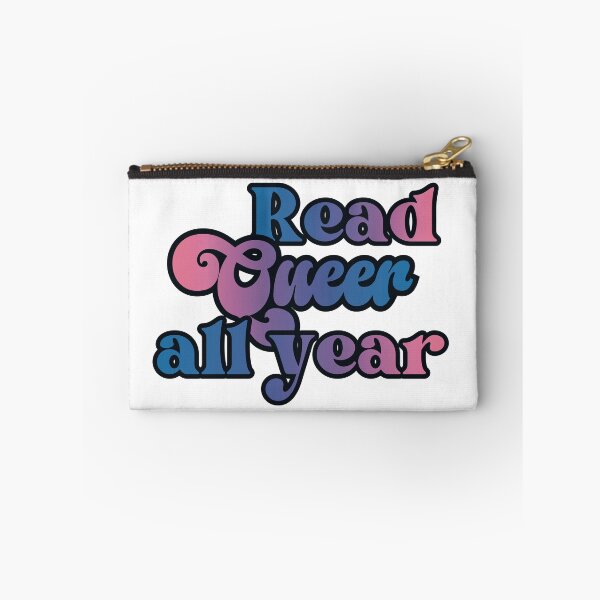 Item preview, Read Queer All Year - bisexual pride flag script design designed and sold by art by hannah lang.