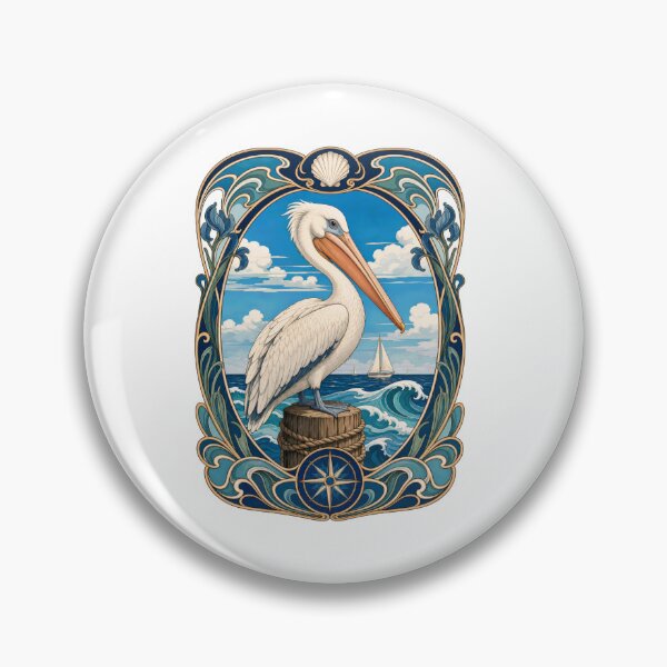 Item preview, Art Nouveau Pelican Marine Bird Ocean Art designed and sold by AntiqueImages.