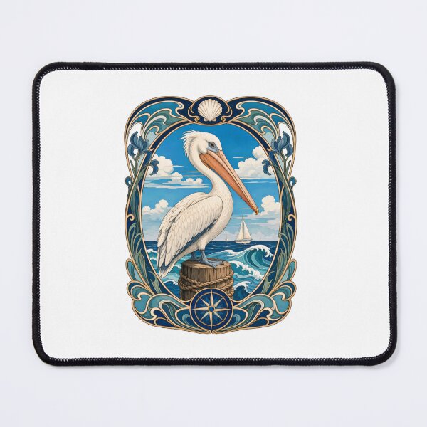 Item preview, Art Nouveau Pelican Marine Bird Ocean Art designed and sold by AntiqueImages.