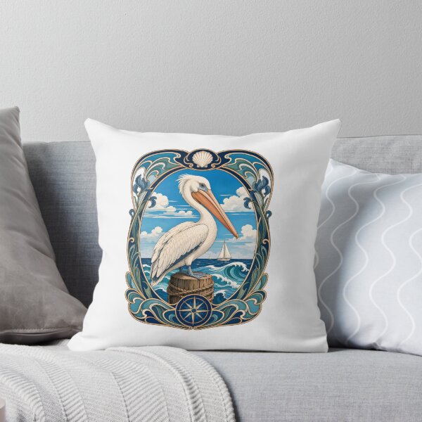 Item preview, Art Nouveau Pelican Marine Bird Ocean Art designed and sold by AntiqueImages.
