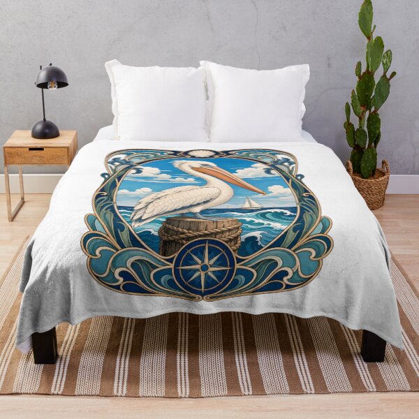 Item preview, Art Nouveau Pelican Marine Bird Ocean Art designed and sold by AntiqueImages.