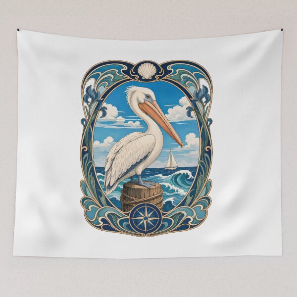 Item preview, Art Nouveau Pelican Marine Bird Ocean Art designed and sold by AntiqueImages.