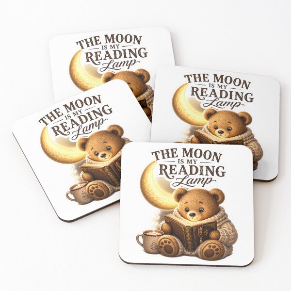 Item preview, The Moon Is My Reading Lamp Cute Teddy Bear Book Lover Sticker | Cozy Bookworm Gift designed and sold by DreamTags Studio.