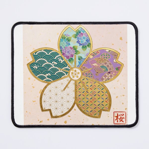 Item preview, Sakura — Japanese Cherry Blossom Crest Art Print | Hydrangea & Shell Kamon Pattern designed and sold by KimonoKotoba.