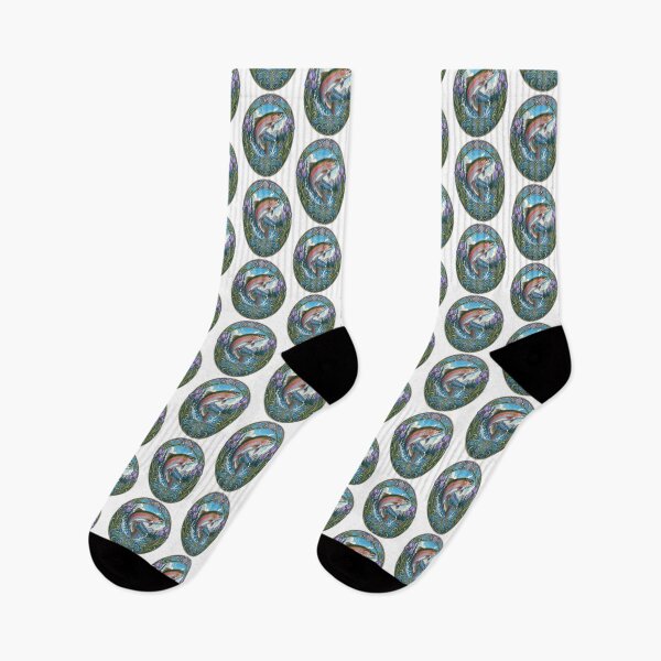 Item preview, Art Nouveau Rainbow Trout Fishing Angler Design designed and sold by AntiqueImages.