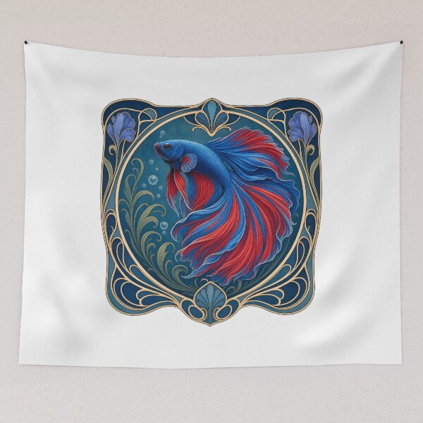 Item preview, Art Nouveau Betta Fish Aquatic Lover Design designed and sold by AntiqueImages.