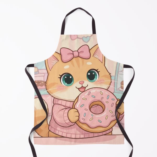 Item preview, Cute Cat Holding Pink Donut designed and sold by Moody Vibes Studio.