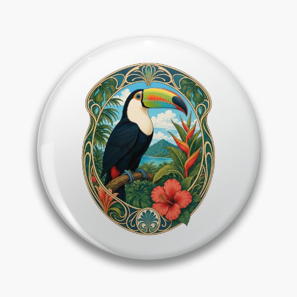 Item preview, Tropical Toucan Art Nouveau Jungle Bird designed and sold by AntiqueImages.