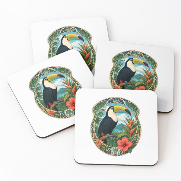 Item preview, Tropical Toucan Art Nouveau Jungle Bird designed and sold by AntiqueImages.
