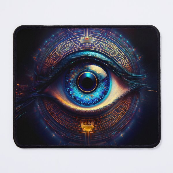 Item preview, Cybernetic All-Seeing Eye - Futuristic Neon Digital Art designed and sold by Outlet Raloel.