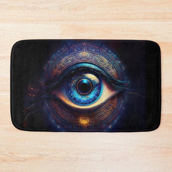 Item preview, Cybernetic All-Seeing Eye - Futuristic Neon Digital Art designed and sold by Outlet Raloel.