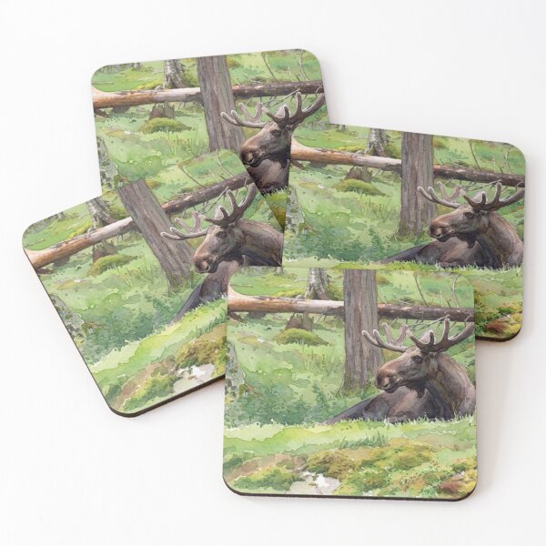 Item preview, Serene Forest Moose Watercolor Painting designed and sold by BLUESKY11a.