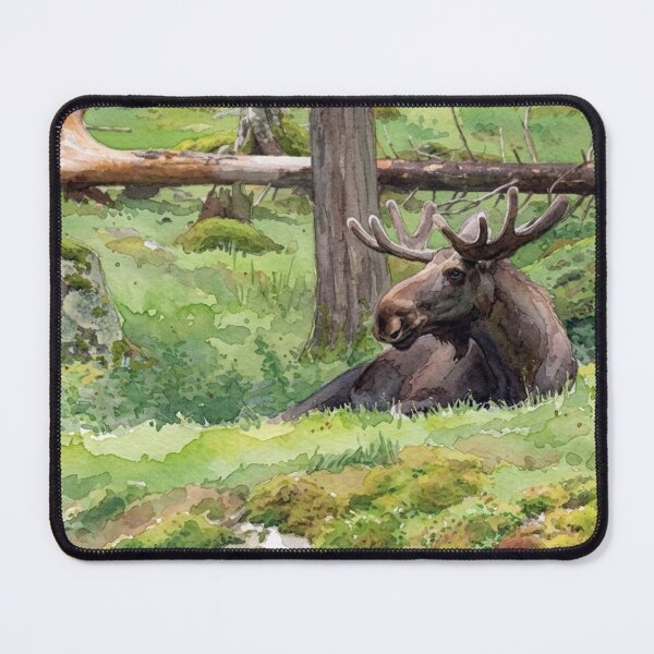 Item preview, Serene Forest Moose Watercolor Painting designed and sold by BLUESKY11a.