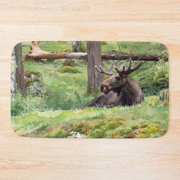 Item preview, Serene Forest Moose Watercolor Painting designed and sold by BLUESKY11a.