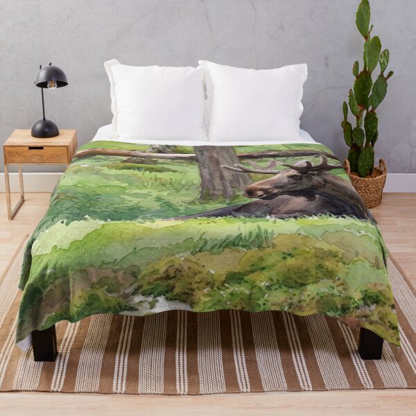 Item preview, Serene Forest Moose Watercolor Painting designed and sold by BLUESKY11a.