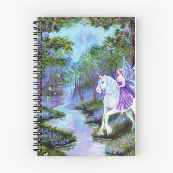 Item preview, Dreaming By The Stream a peaceful tranquil painting of a fairy riding a Unicorn surrounded by flower designed and sold by Lori Richardson.