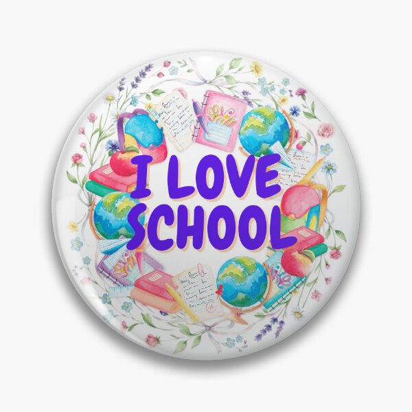 Item preview, I Love School Floral Wreath Watercolor Illustration designed and sold by VibranPalette.