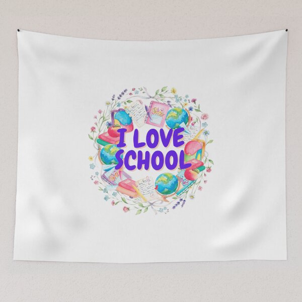 Item preview, I Love School Floral Wreath Watercolor Illustration designed and sold by VibranPalette.