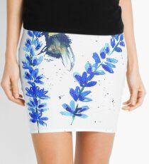 Bumble bee and blue flowers Mini Skirt