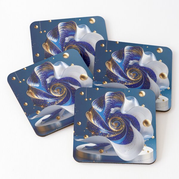 Item preview, Abstract Blue Gold White Sculpture  designed and sold by Vicky Brago-Mitchell®.
