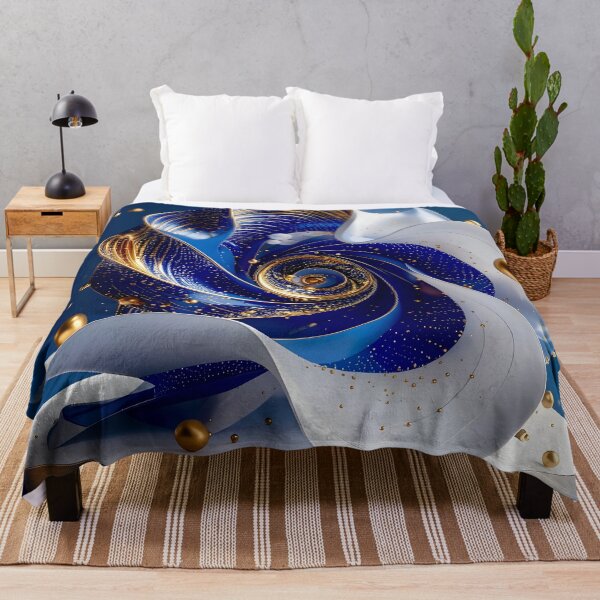 Item preview, Escultura abstracta azul, dorada y blanca designed and sold by Vicky Brago-Mitchell®.