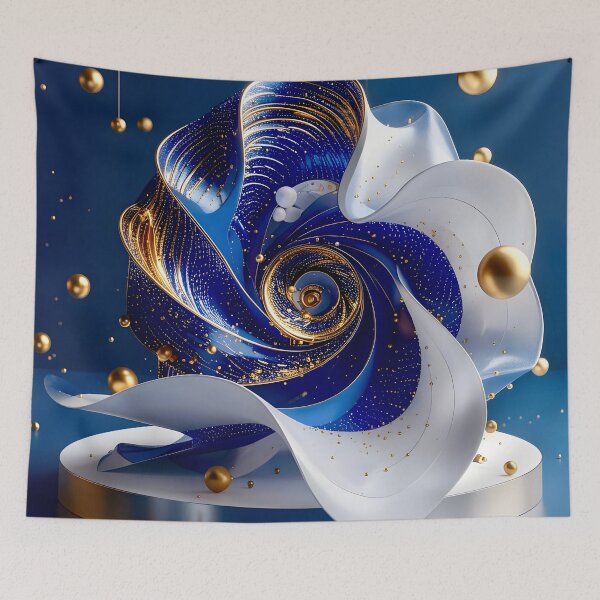 Item preview, Abstract Blue Gold White Sculpture  designed and sold by Vicky Brago-Mitchell®.