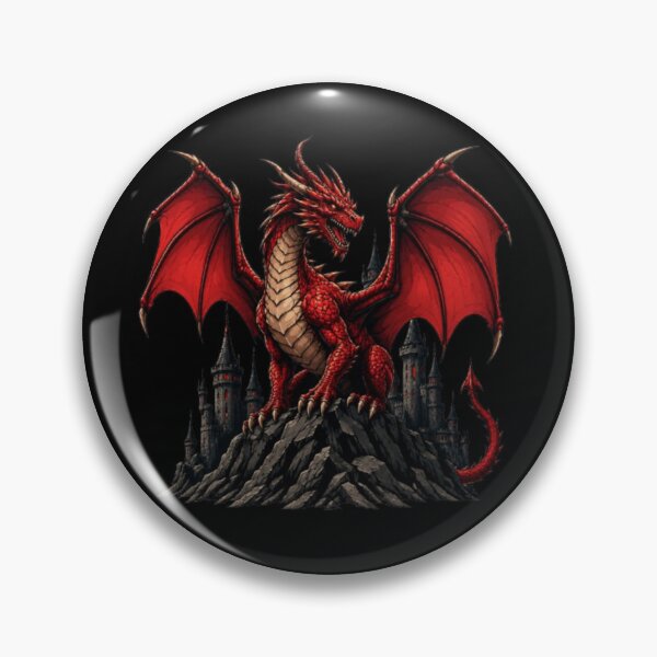 Item preview, Crimson Fire Dragon Design | Epic Red Dragon Fantasy Art | Medieval Castle Dragon designed and sold by Designs-2-The-T.
