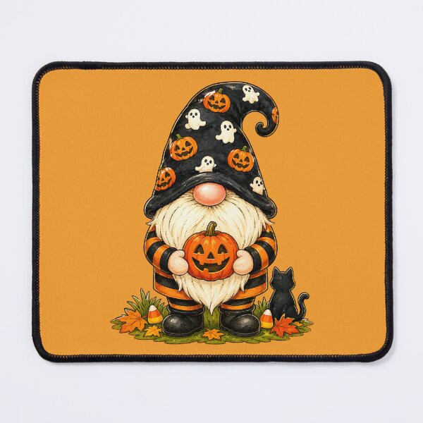 Item preview, Halloween Gnome With Pumpkin and Black Cat designed and sold by Victor Shadehorn.