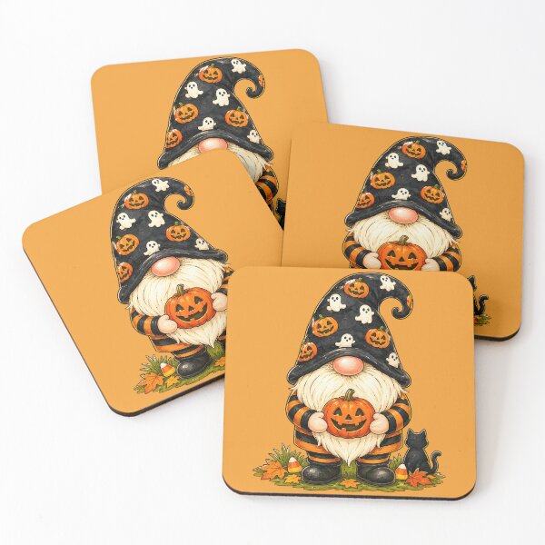 Item preview, Halloween Gnome With Pumpkin and Black Cat designed and sold by Victor Shadehorn.