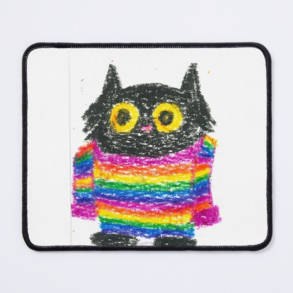 Item preview, Black Cat in Oversized Rainbow Sweater designed and sold by potterspatch.