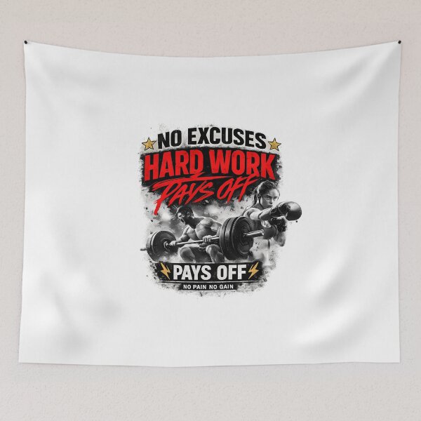 Item preview, No Excuses Hard Work Pays Off Gym Motivation Vintage Streetwear T-Shirt designed and sold by SupernovaNote.