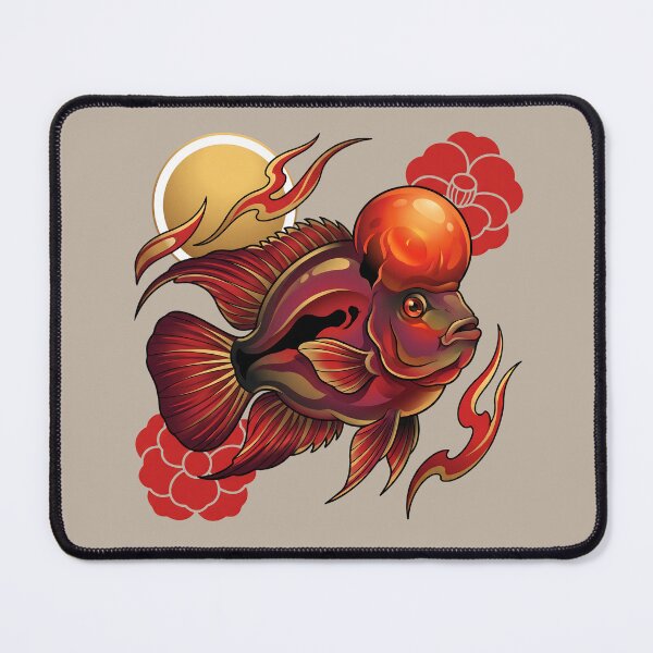 Item preview, Golden Autumn Flowerhorn Cichlid Tattoo designed and sold by MythicCotton.