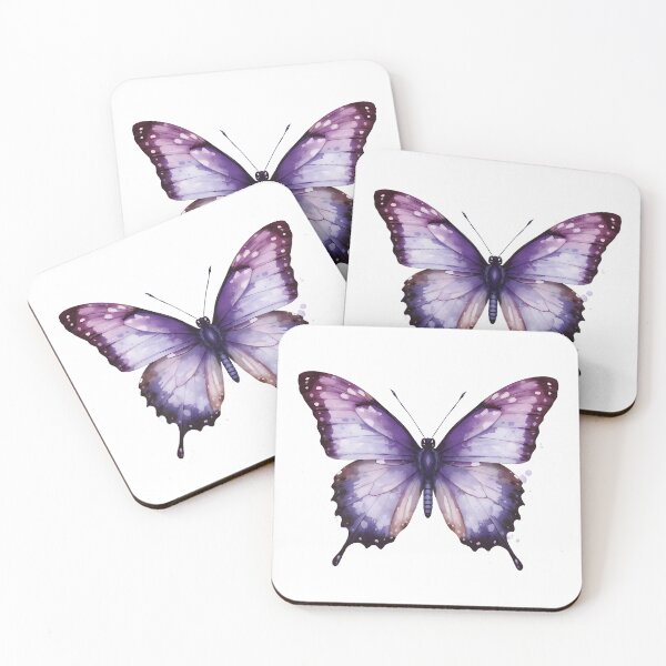 Artikelvorschau, Aquarellmalerei eines lila Schmetterlings entworfen und verkauft von RawNaturePrints.