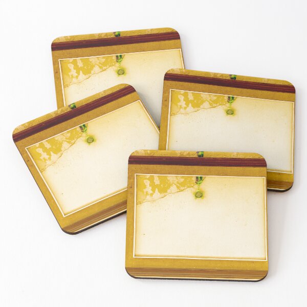Item preview,  Empty Vintage Wooden Frame On Peeling Yellow Wall With Hanging Green Ornament And Blank Space designed and sold by Nmallia.