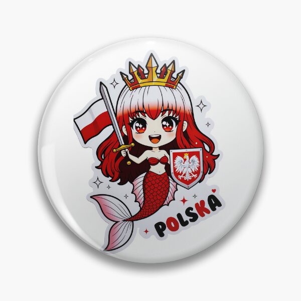 Item preview, Polska Chibi Mermaid Warrior Polish Flag Kawaii Anime designed and sold by Amber Sky Creations.