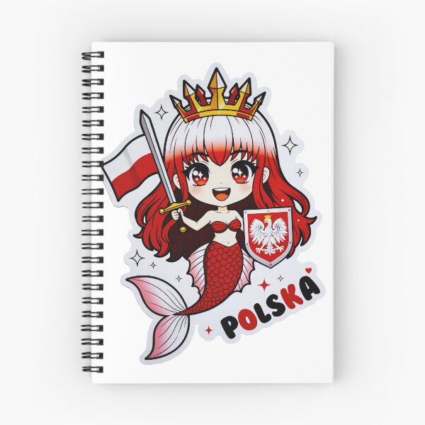 Item preview, Polska Chibi Mermaid Warrior Polish Flag Kawaii Anime designed and sold by Amber Sky Creations.